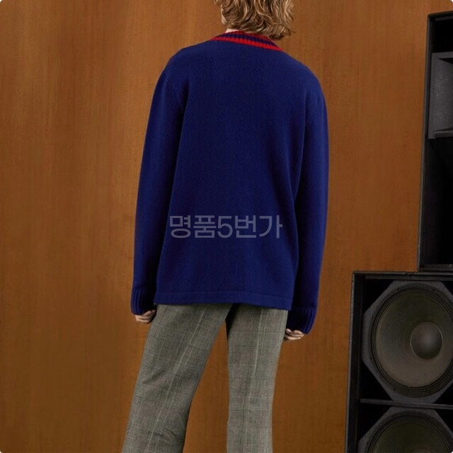 구찌 캣 인타르시아 울 가디건 블루 상품 이미지 3